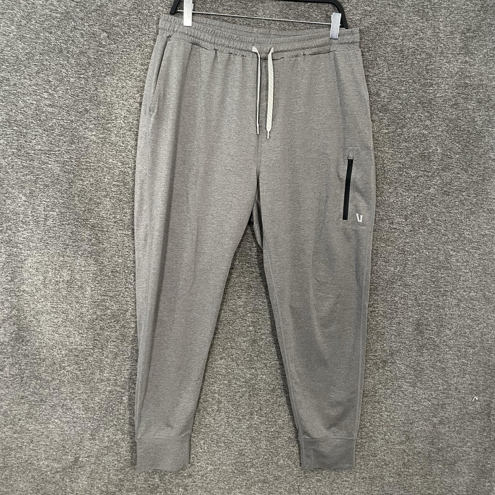 Vuori Sunday Performance Jogger Pants Mens XL Gray Jersey Knit Zip Athletic